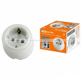 Розетка фарфоровая 2П+З 16А 250В белая Болонь TDM