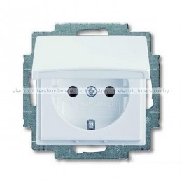 Розетка с/з с крышкой ABB Basic 55 (альпийский белый)