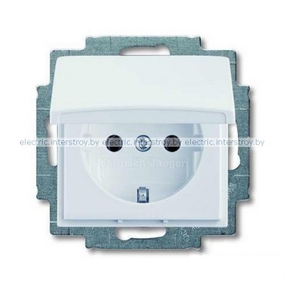 Розетка с/з с крышкой ABB Basic 55 (альпийский белый)