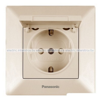 Розетка с/з с крышкой Panasonic Arkedia крем