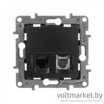 Etika - Розетка RJ11+RJ45 5E UTP (антрацит)