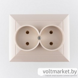 OPAL - Розетка 2x2P с рамкой, бежевый