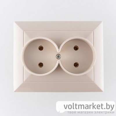OPAL - Розетка 2x2P с рамкой, бежевый