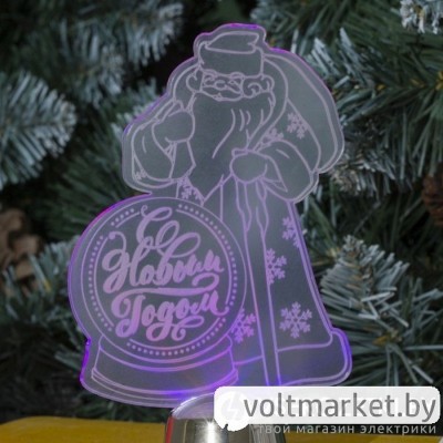 Подставка световая Дед Мороз-С Новым годом, 14,5х9 см, 1LED, RGB