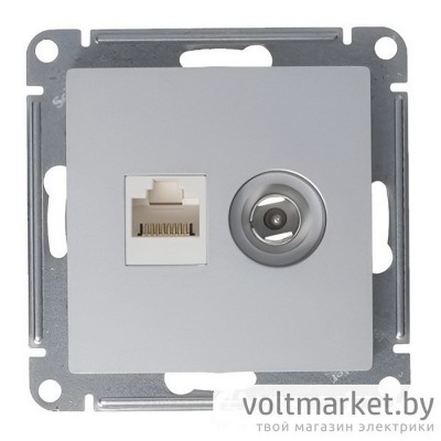 Розетка TV + компьютерная RJ45 Atlas Design алюминий
