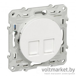 Розетка двойная компьютерная RJ45+RJ45 Odace белый