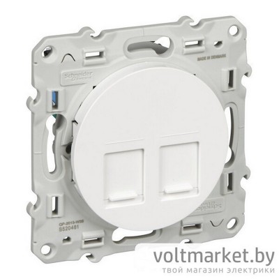 Розетка двойная компьютерная RJ45+RJ45 Odace белый