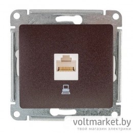 Розетка компьютерная RJ45 Glossa шоколад