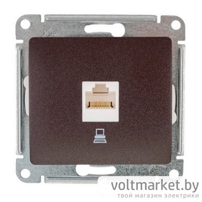 Розетка компьютерная RJ45 Glossa шоколад
