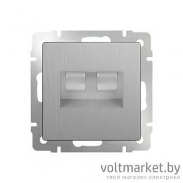 Розетка компьютер+телефон RJ-45+RJ-11 Werkel серебряный рифленый