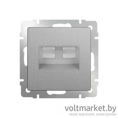 Розетка компьютер+телефон RJ-45+RJ-11 Werkel серебряный рифленый