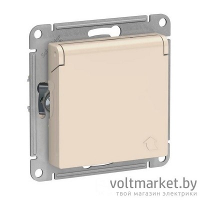 Розетка с/з с крышкой IP20 Atlas Design бежевый