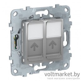 UNICA NEW РОЗЕТКА компьютерная, RJ45, двойная, кат. 5е UTP, АЛЮМИНИЙ UNICA NEW РОЗЕТКА компьютерная, RJ45, двойная, кат. 5е UTP, АЛЮМИНИЙ
