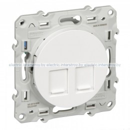 Розетка двойная компьютерная RJ45+RJ45 Odace белый