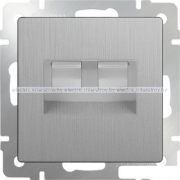 Розетка компьютер+телефон RJ-45+RJ-11 Werkel серебряный рифленый