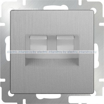 Розетка компьютер+телефон RJ-45+RJ-11 Werkel серебряный рифленый