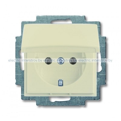 Розетка с/з с крышкой ABB Basic 55 (слоновая кость)