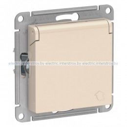 Розетка с/з с крышкой IP20 Atlas Design бежевый